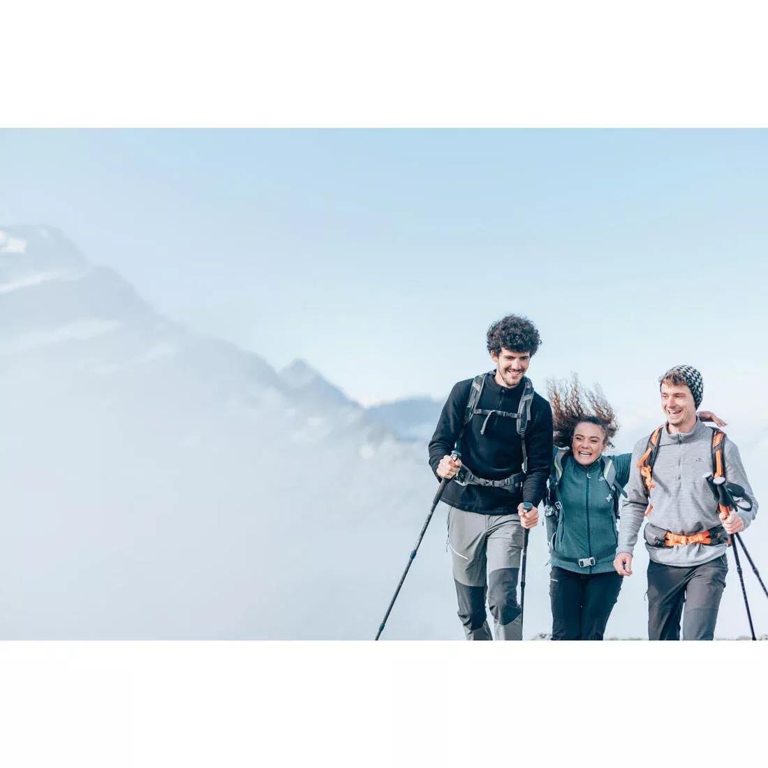 Men mountain hiking fleece Half Zip jacket - MH100, Grey, No Color, large image number 5