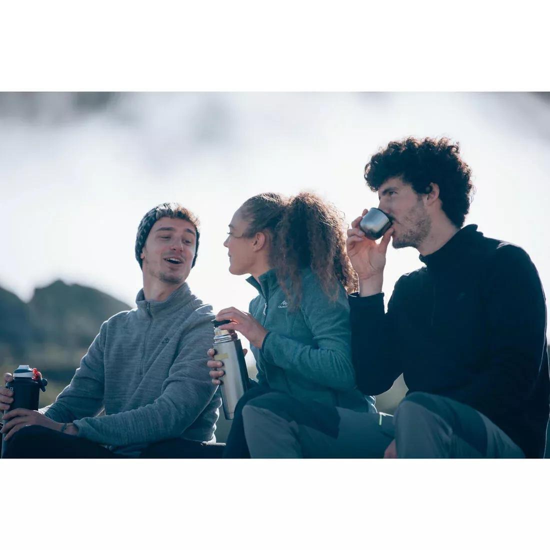 Men mountain hiking fleece Half Zip jacket - MH100, Grey, No Color, large image number 6