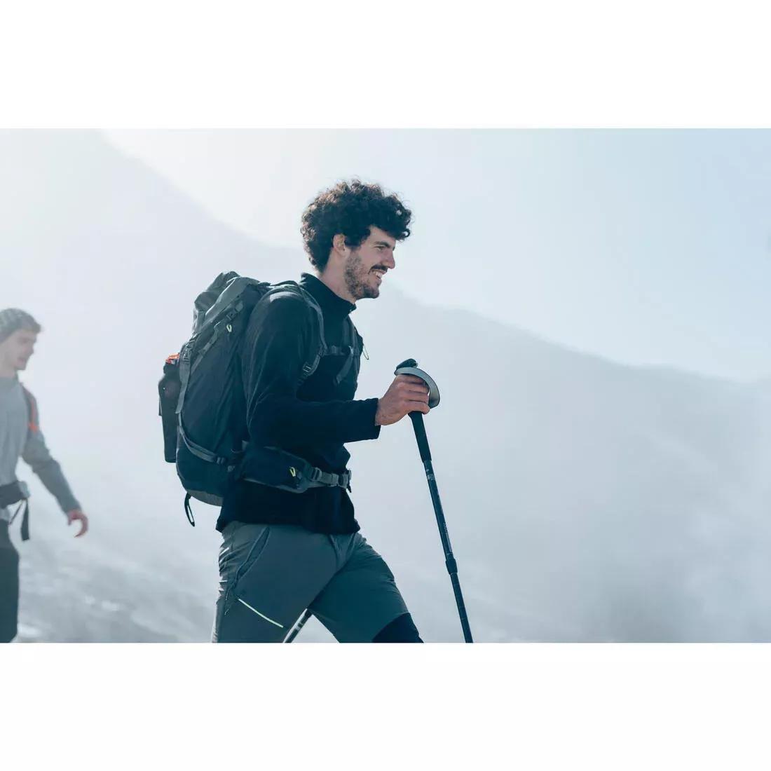 Men mountain hiking fleece Half Zip jacket - MH100, Grey, No Color, large image number 8