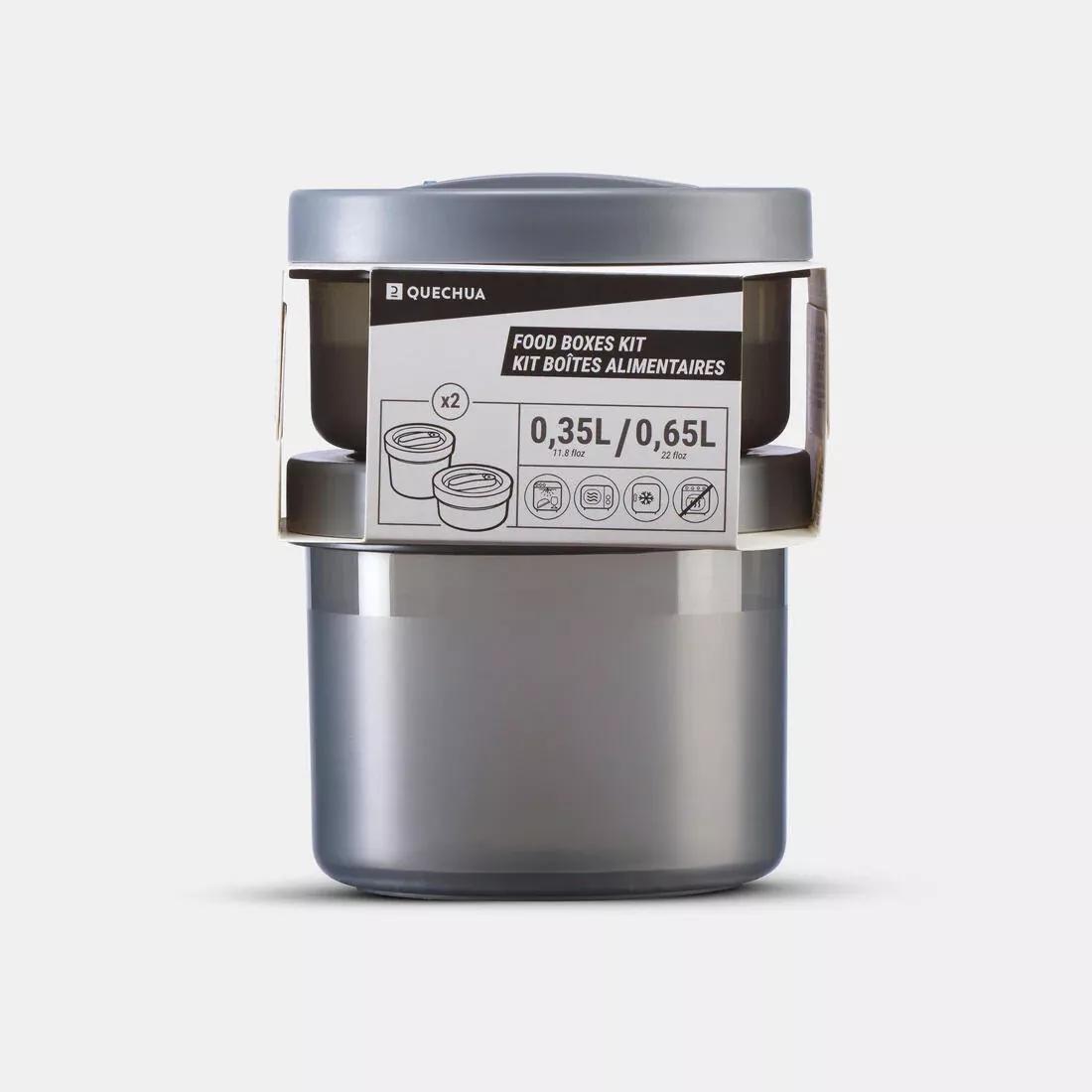 2 Airtight Food Box Kit - 0.35 And 0.65 Litre, Grey, No Color, large image number 1