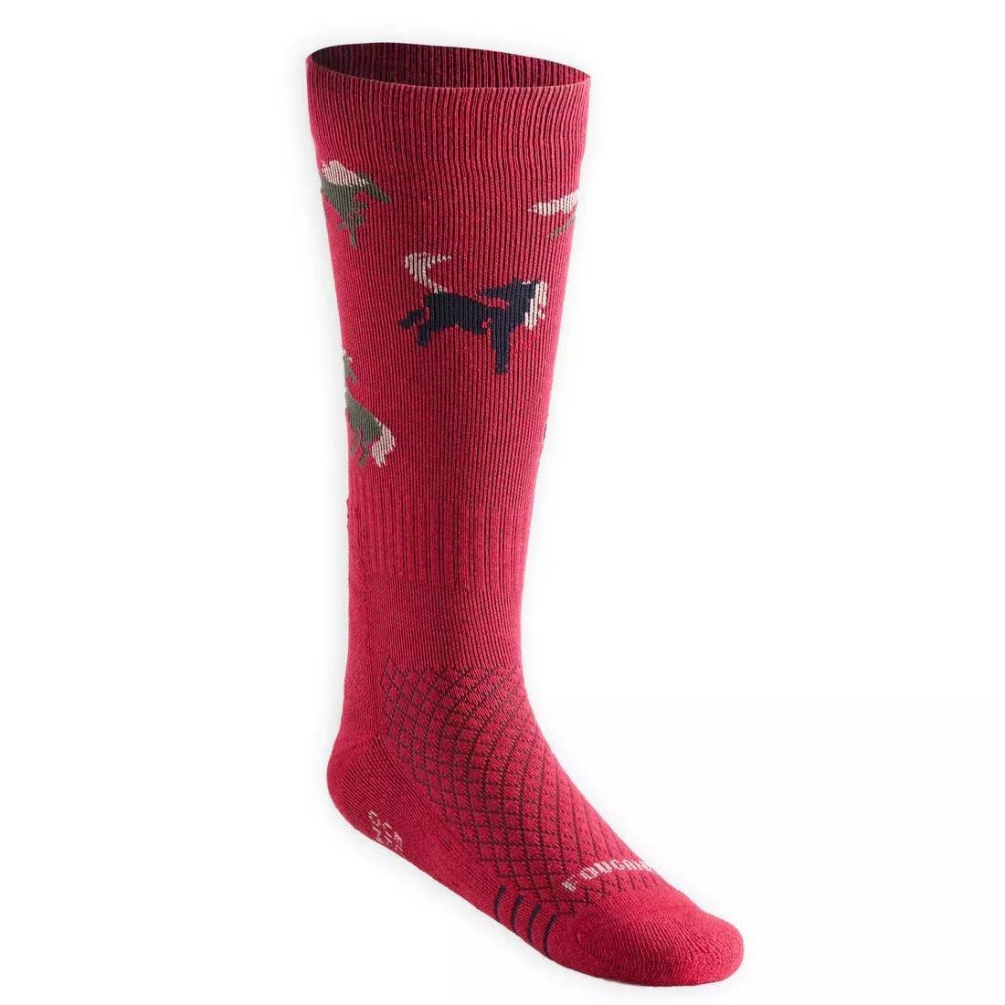 YELLOW Kids' Horse Riding Socks SKS 500 Twin-Pack - Navy/Pink Pony Print, , large image number 13