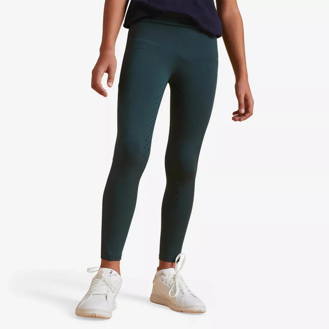 Kids Horse Riding Leggings Fullgrip - 500, Green, No Color, medium