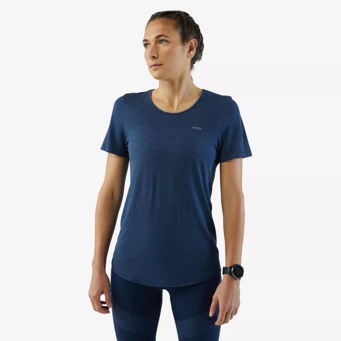 Women Running And Trail Seamless T-Shirt - Kiprun Run 500 Comfort, Blue, , large image number 0