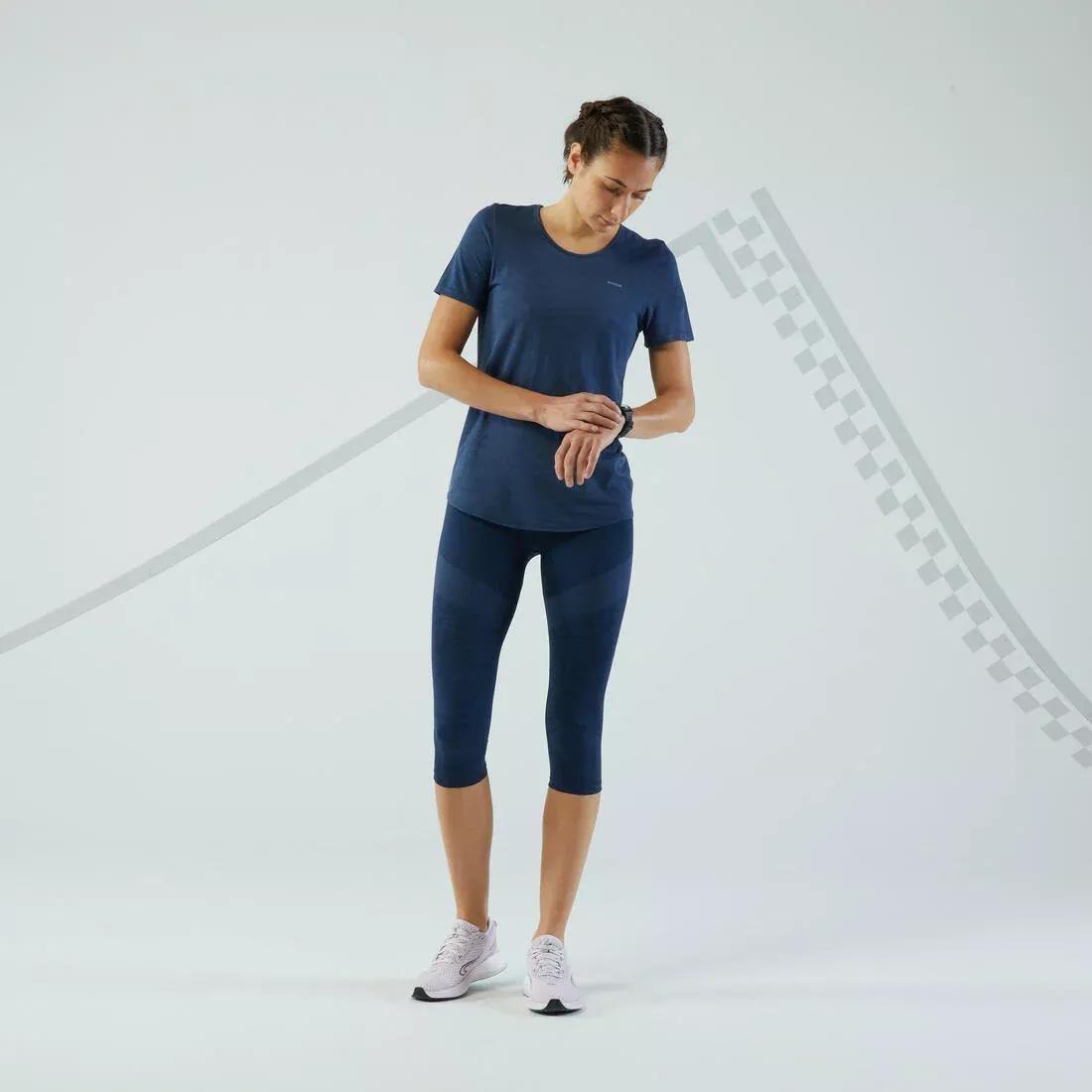 Women Running And Trail Seamless T-Shirt - Kiprun Run 500 Comfort, Blue, , large image number 1