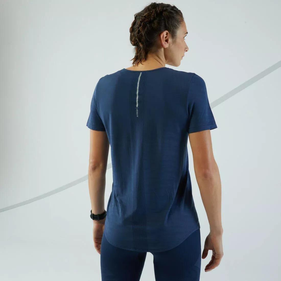 Women Running And Trail Seamless T-Shirt - Kiprun Run 500 Comfort, Blue, , large image number 2
