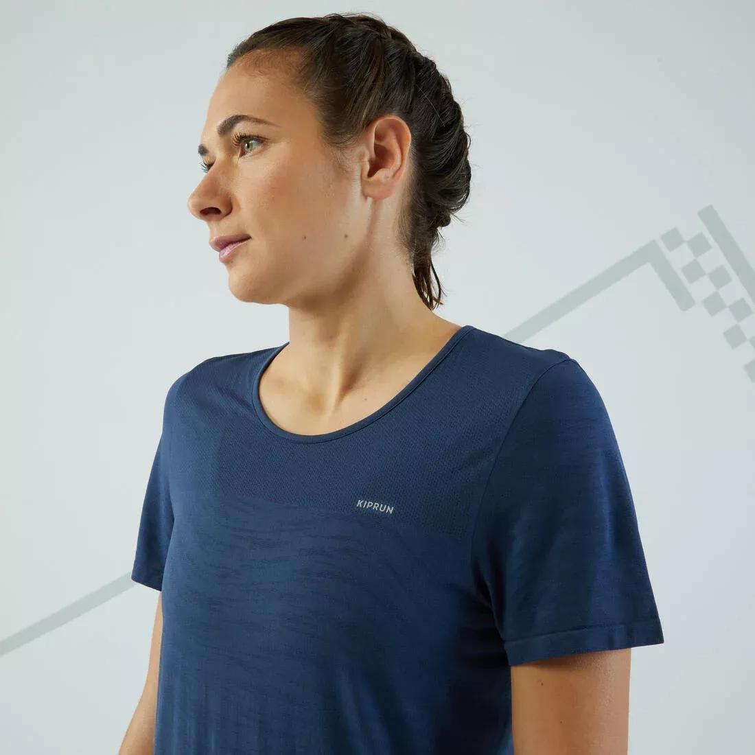 Women Running And Trail Seamless T-Shirt - Kiprun Run 500 Comfort, Blue, , large image number 3