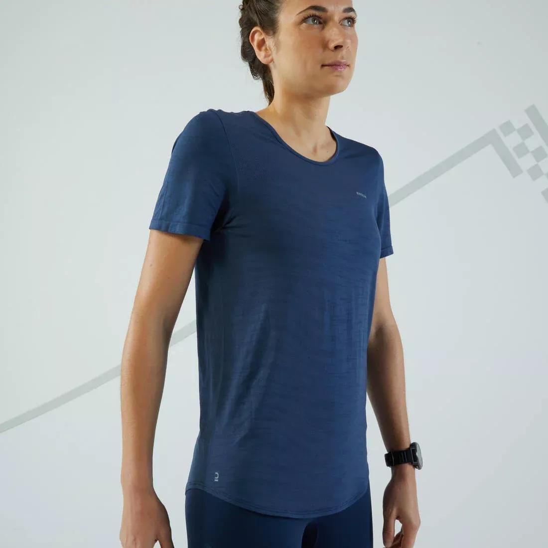 Women Running And Trail Seamless T-Shirt - Kiprun Run 500 Comfort, Blue, No Color, large image number 5