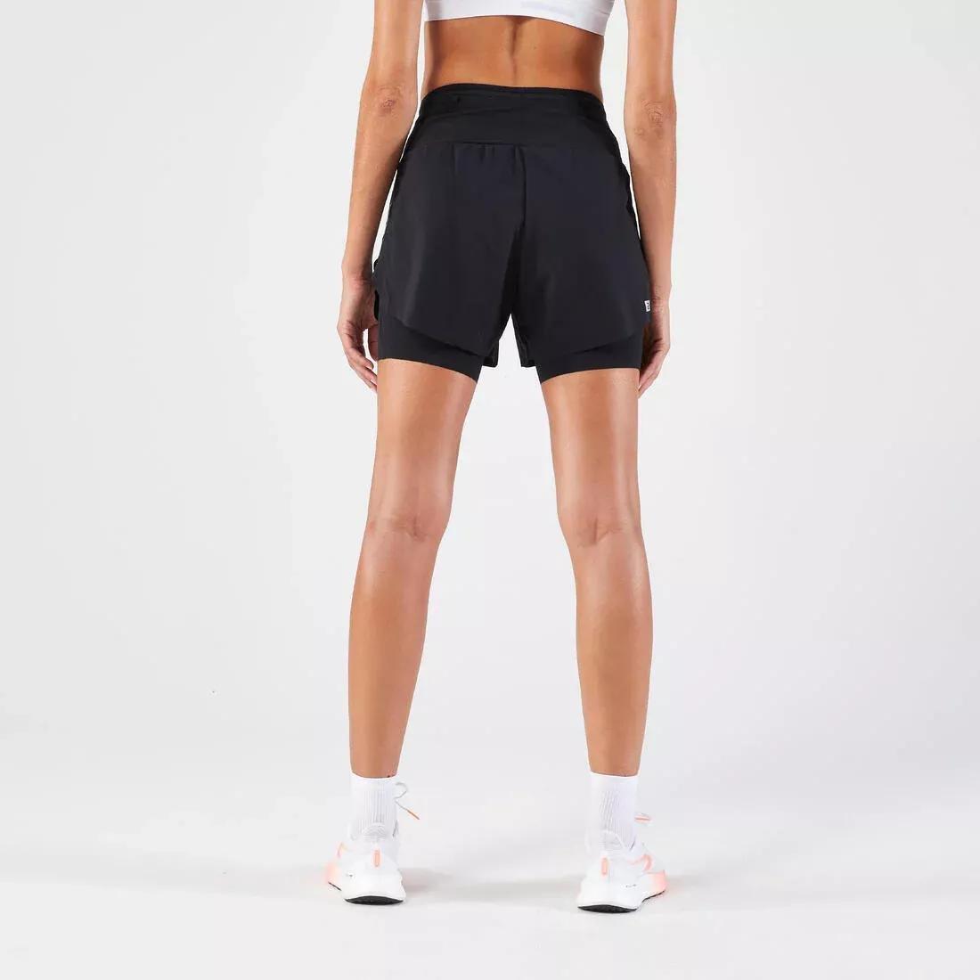 Women's 2 in 1 Running Shorts, Black, , large image number 1