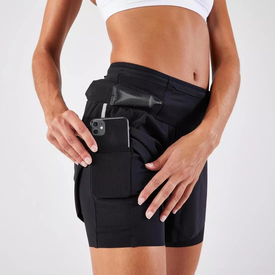 Women 2 In 1 Running Shorts, Black, No Color, medium