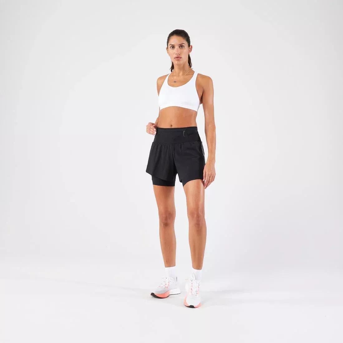 Women's 2 in 1 Running Shorts, Black, , large image number 6