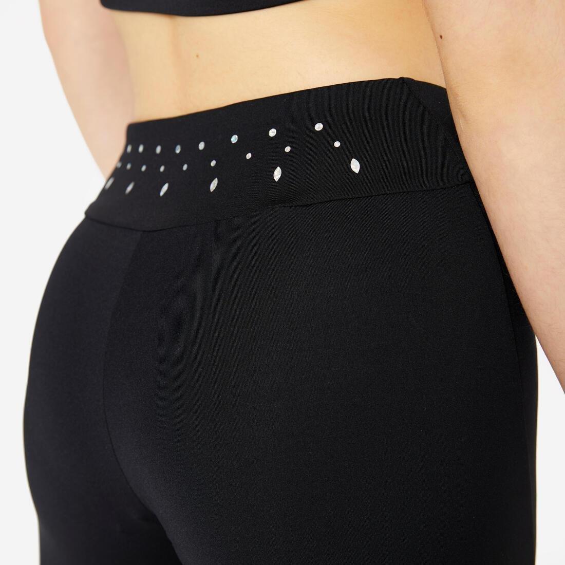 Kids Girls Sequin Gymnastics Leggings, Black, No Color, large image number 4