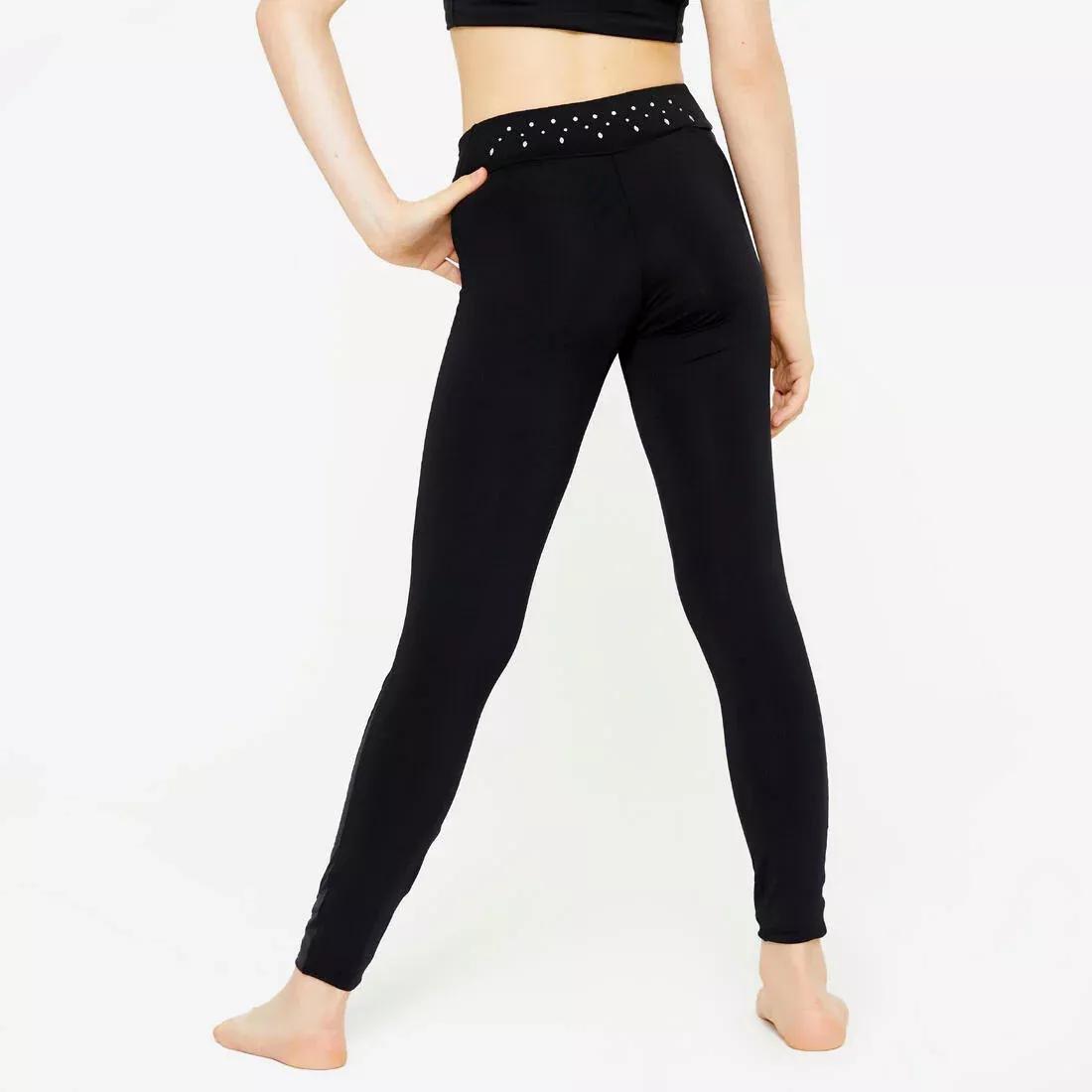 Kids Girls Sequin Gymnastics Leggings, Black, No Color, large image number 5