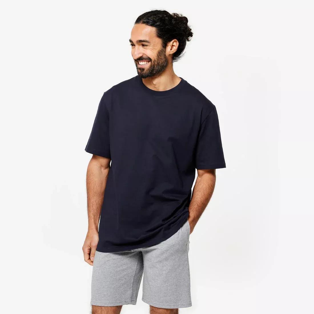 ASPHALT BLUE Men's Fitness T-Shirt 500 Essentials, , medium