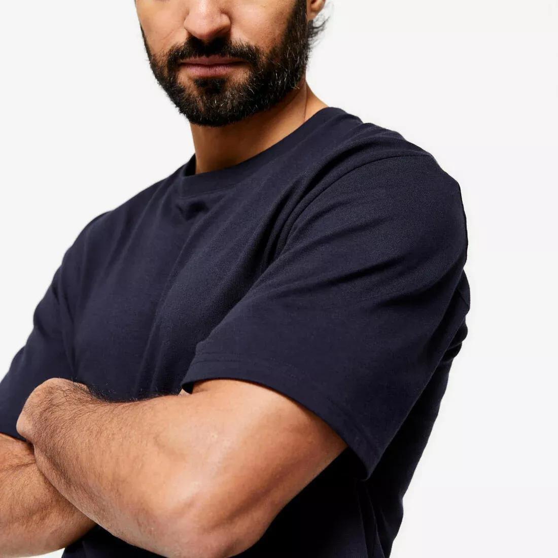 Men Fitness T-Shirt - 500 Essentials, Khaki, No Color, large image number 4