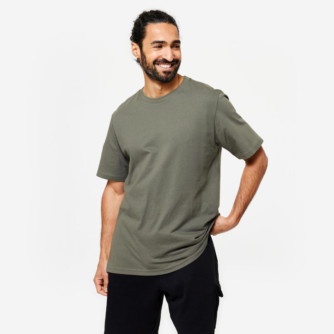 Men Fitness T-Shirt - 500 Essentials, Khaki, , large image number 7