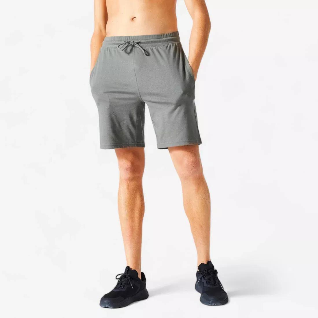 Men Fitness Shorts - 500 Essentials, Khaki, No Color, large image number 9
