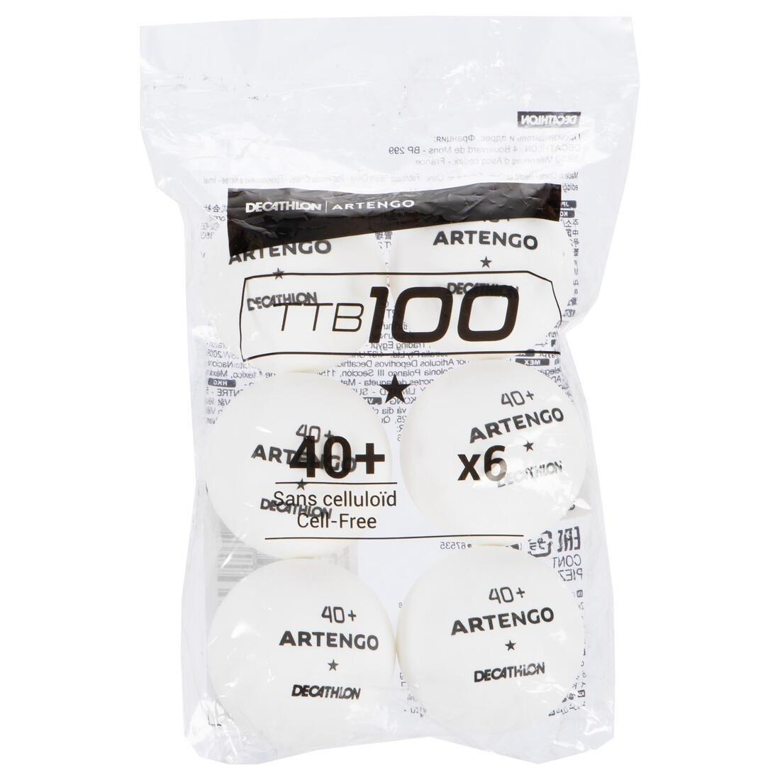 Table Tennis Balls - Ttb 100 1* 40+ 6-Pack, White, No Color, large image number 10