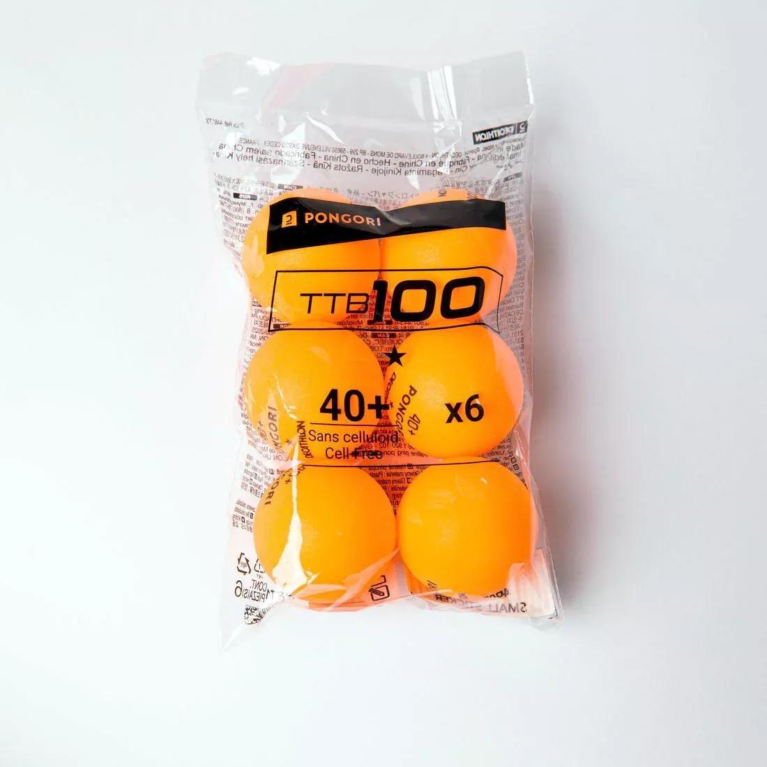 Table Tennis Balls - Ttb 100 1* 40+ 6-Pack, Fluo Pale Orange, No Color, large image number 4