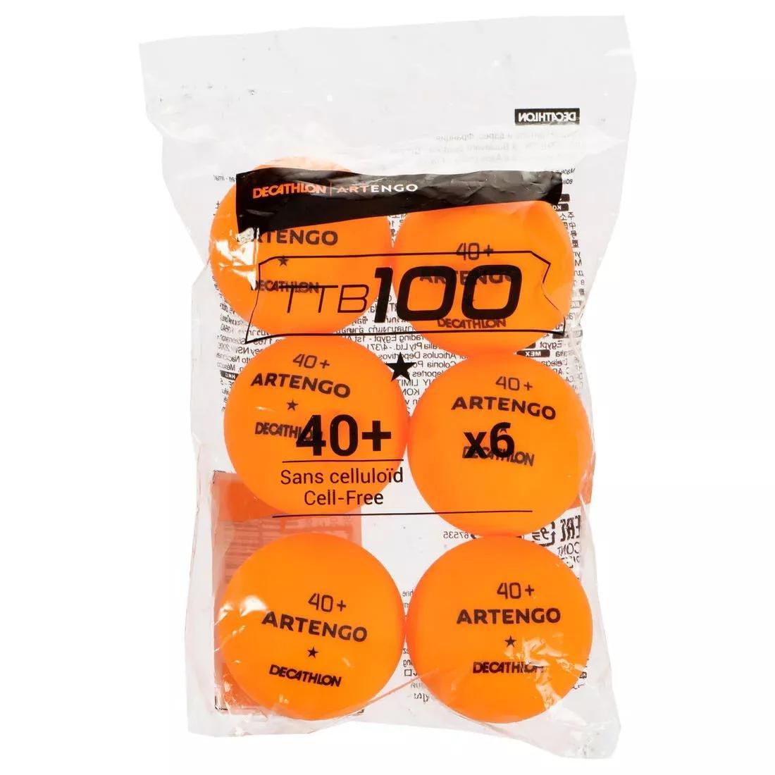 Table Tennis Balls - Ttb 100 1* 40+ 6-Pack, Fluo Pale Orange, No Color, large image number 6