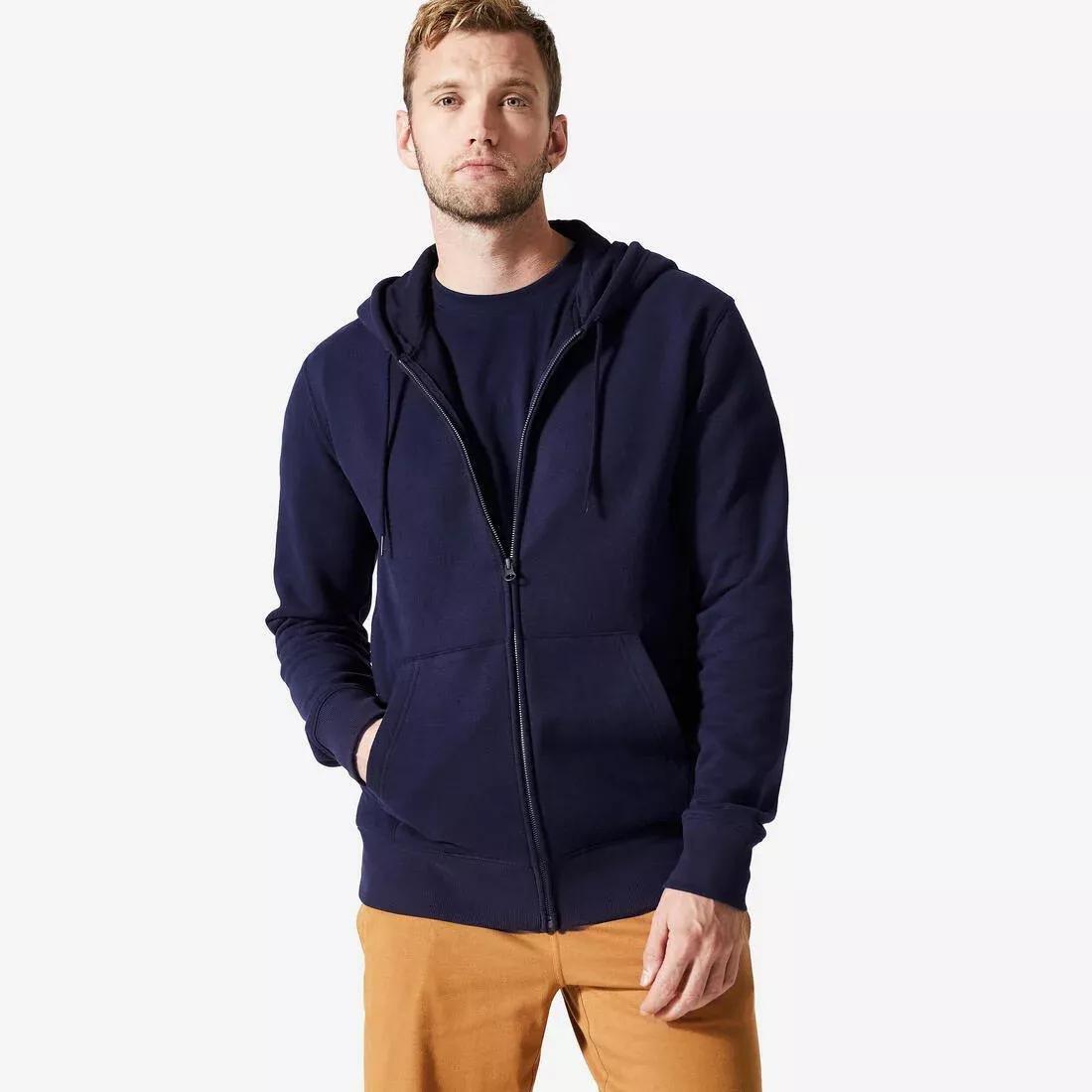Men Sweatshirts Sweat Hood Zip 500, Blue, , large image number 0