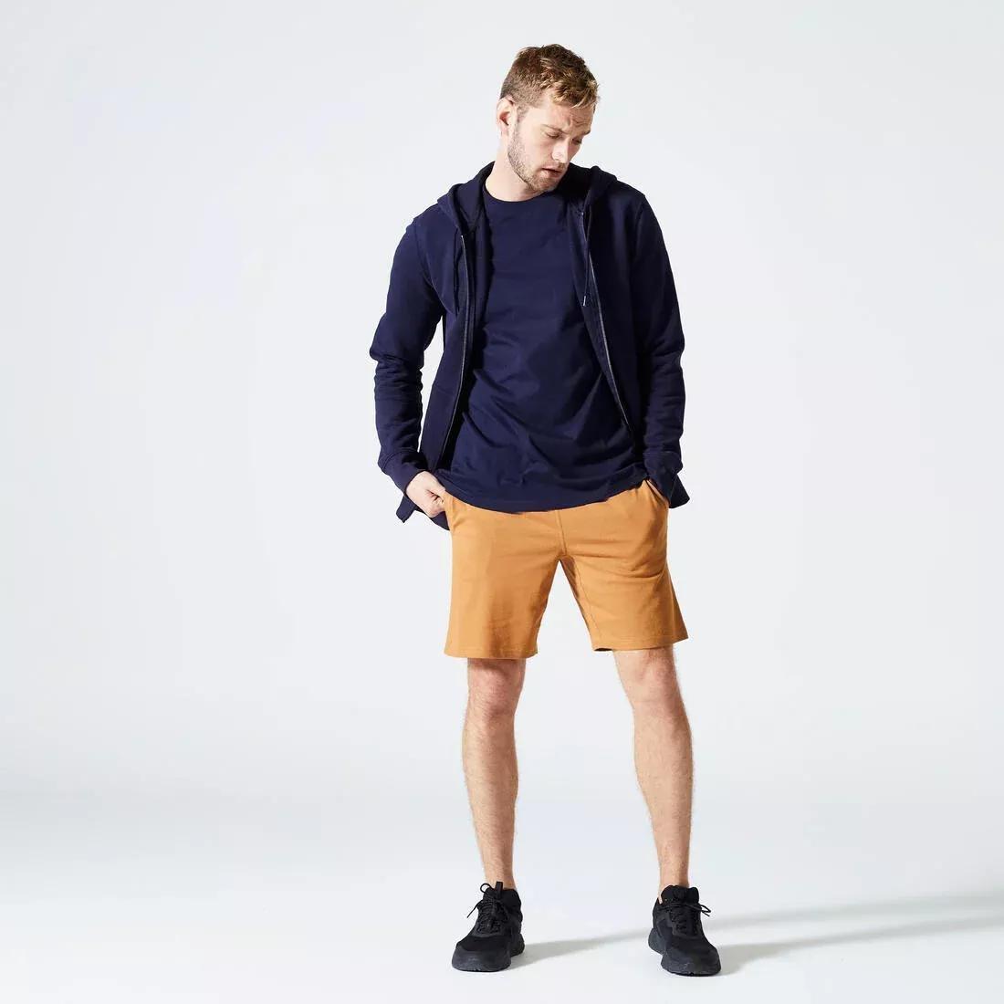 Men Fleece Zip-Up Fitness Hoodie, Khaki, No Color, large image number 9