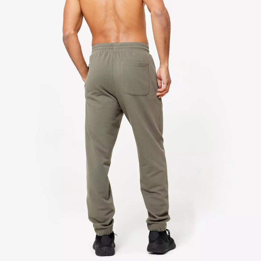 Men Fitness Jogging Bottoms - 500 Essentials, Khaki, No Color, large image number 11