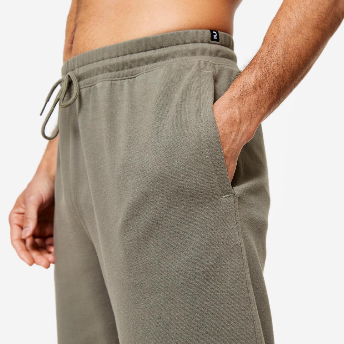 Men Fitness Jogging Bottoms - 500 Essentials, Khaki, , large image number 13