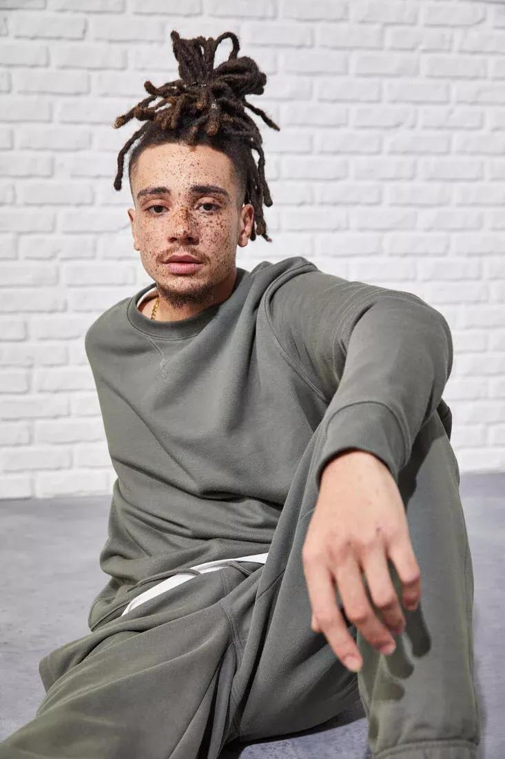 Men Crew-Neck Fitness Sweatshirt - 500 Essentials, Khaki, No Color, large image number 12