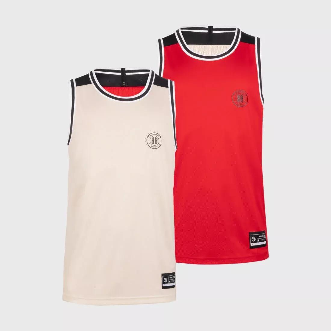 Adults Reversible Sleeveless Basketball Jersey - T500R, Red, No Color, large image number 4