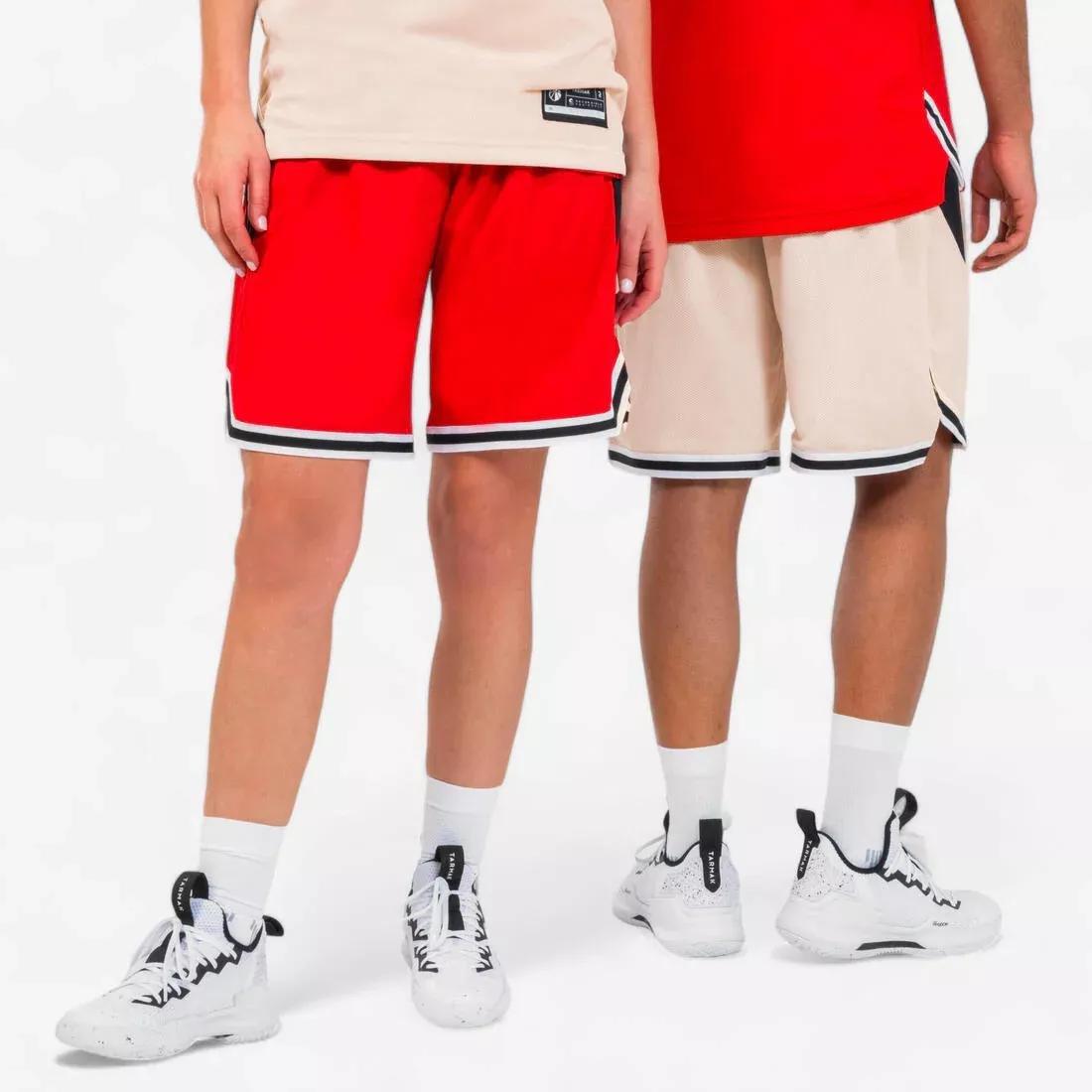Adults Unisex Basketball Reversible Shorts - SH500R, Red, No Color, medium