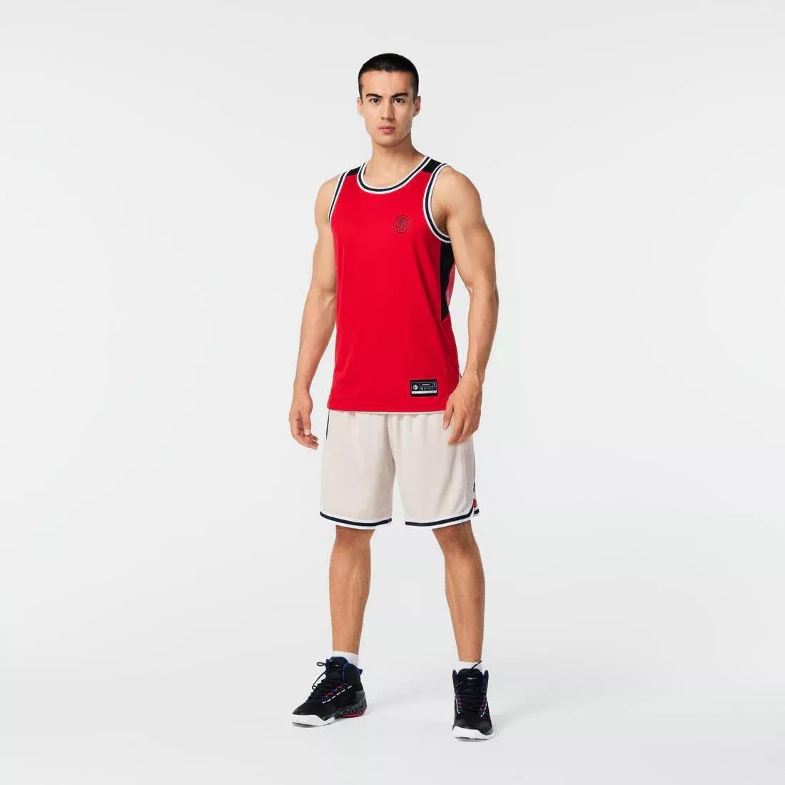 Adults Unisex Basketball Reversible Shorts - SH500R, Red, No Color, large image number 4