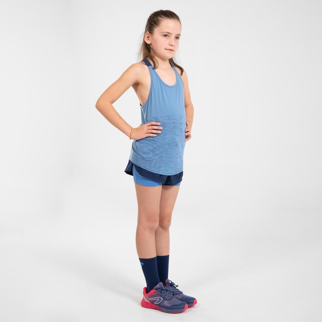 Kids Girls 2-In-1 Running Tight Shorts - Dry+, Navy, , large image number 2