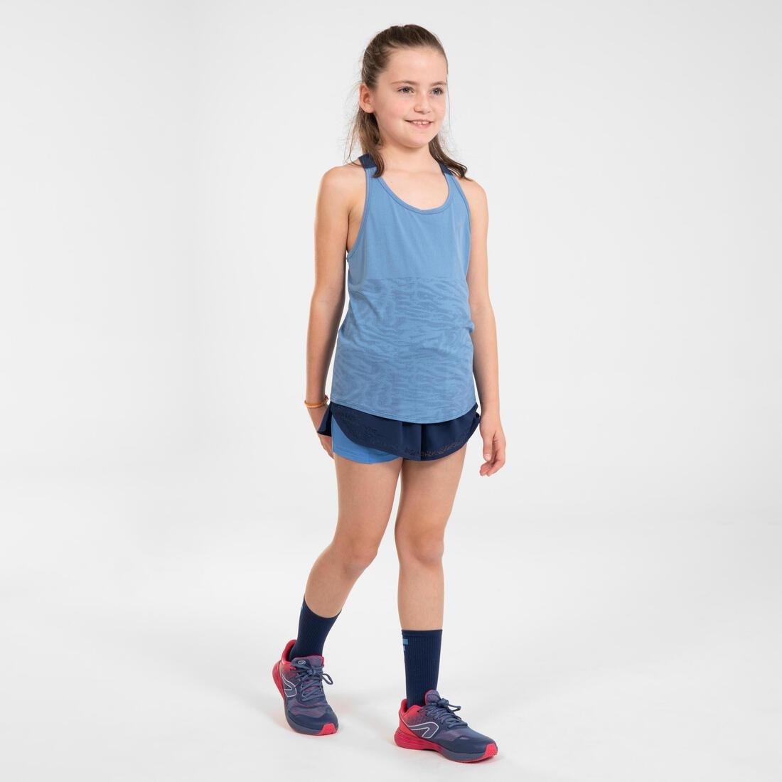 Kids Girls 2-In-1 Running Tight Shorts - Dry+, Navy, , large image number 3