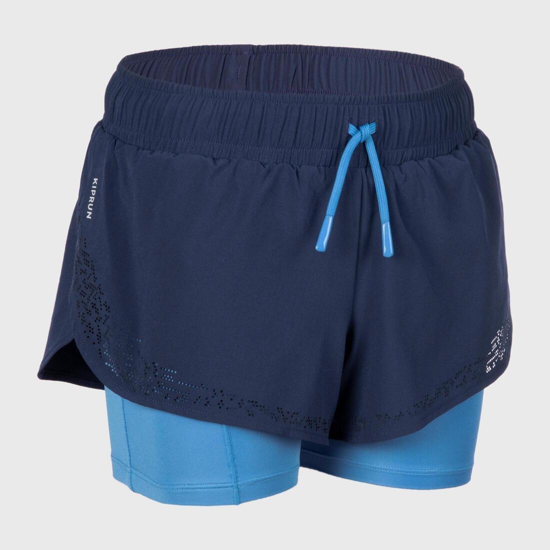 Kids Girls 2-In-1 Running Tight Shorts - Dry+, Navy, , large image number 6