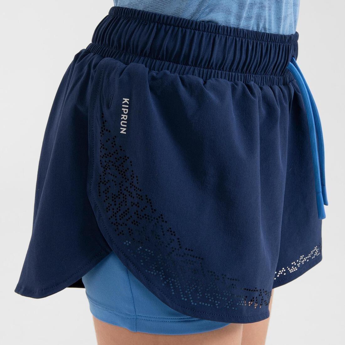 Kids Girls 2-In-1 Running Tight Shorts - Dry+, Navy, , large image number 8