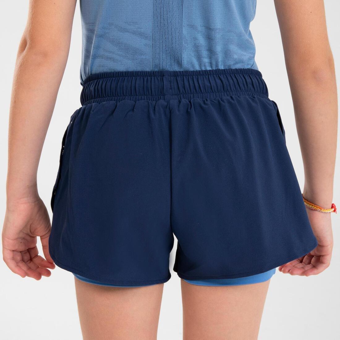 Kids Girls 2-In-1 Running Tight Shorts - Dry+, Navy, , large image number 10