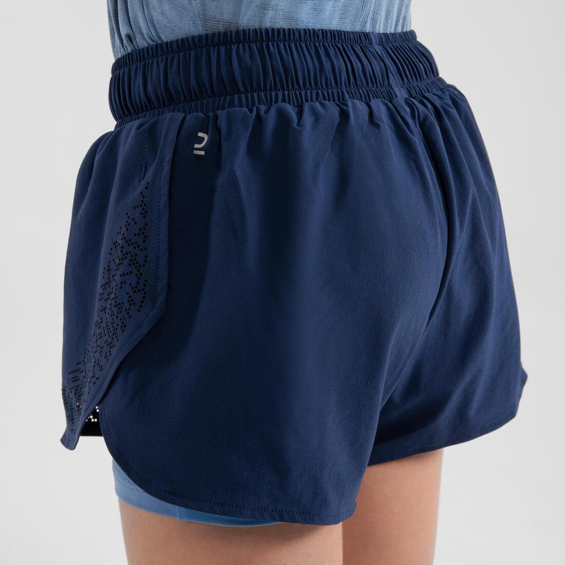 Kids Girls 2-In-1 Running Tight Shorts - Dry+, Navy, , large image number 11