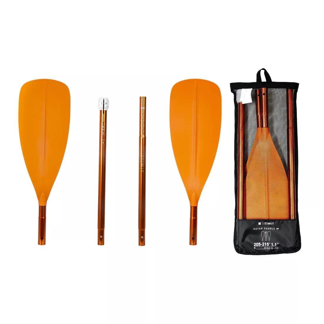 Kayak/Packraft Paddle Symmetrical Adjustable 4-Part, Orange, No Color, large image number 2