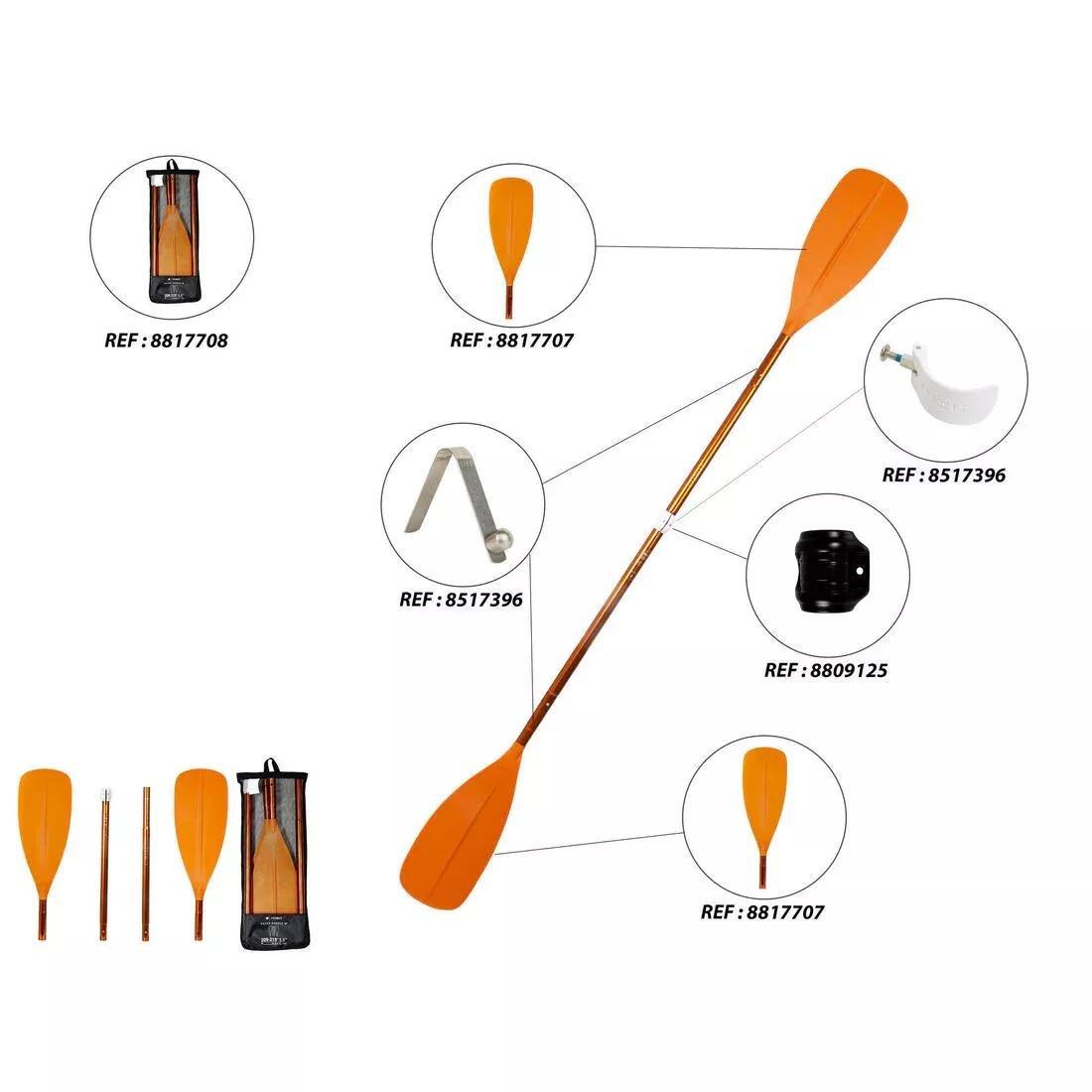 Kayak/Packraft Paddle Symmetrical Adjustable 4-Part, Orange, No Color, large image number 5