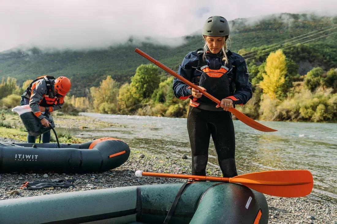 Kayak/Packraft Paddle Symmetrical Adjustable 4-Part, Orange, No Color, large image number 11