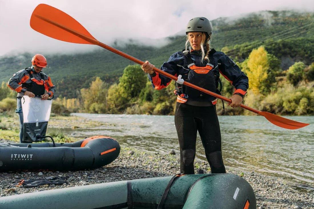 Kayak/Packraft Paddle Symmetrical Adjustable 4-Part, Orange, No Color, large image number 12
