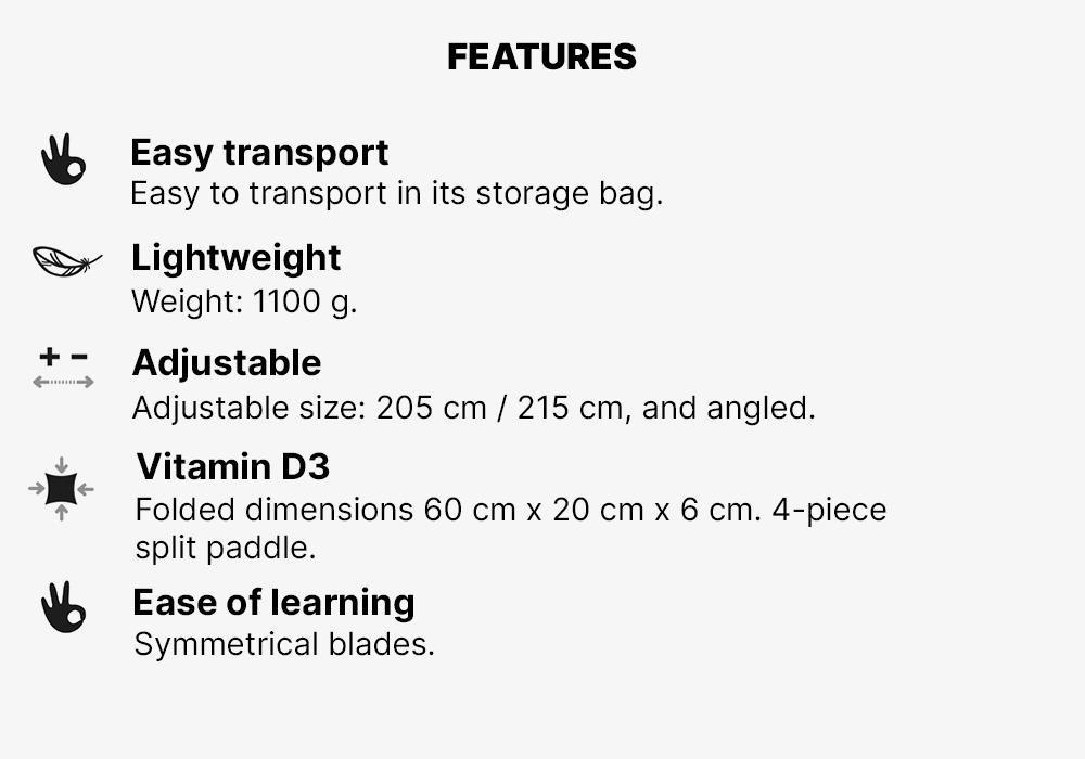 Kayak/Packraft Paddle Symmetrical Adjustable 4-Part, Orange, No Color, medium