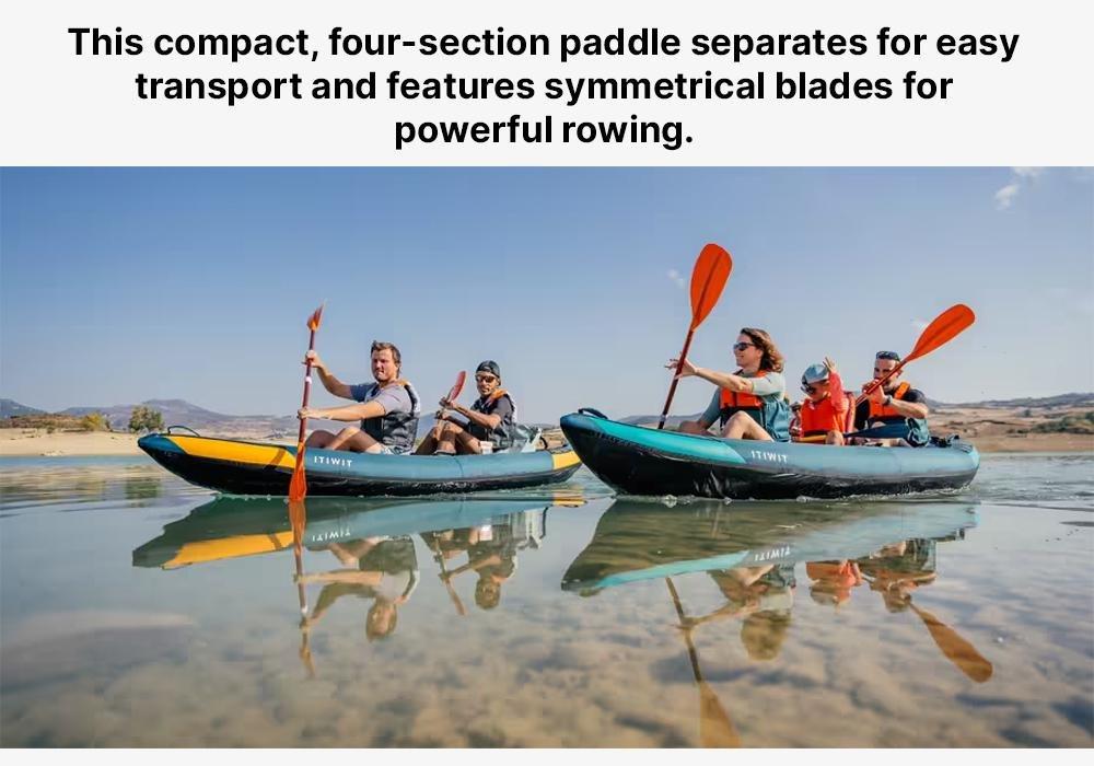 Kayak/Packraft Paddle Symmetrical Adjustable 4-Part, Orange, No Color, large image number 19