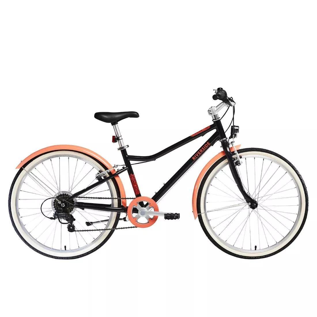 Kids Unisex 24 Inch Hybrid Bike - Riverside 500 9-12 Years, Black, No Color, large image number 0
