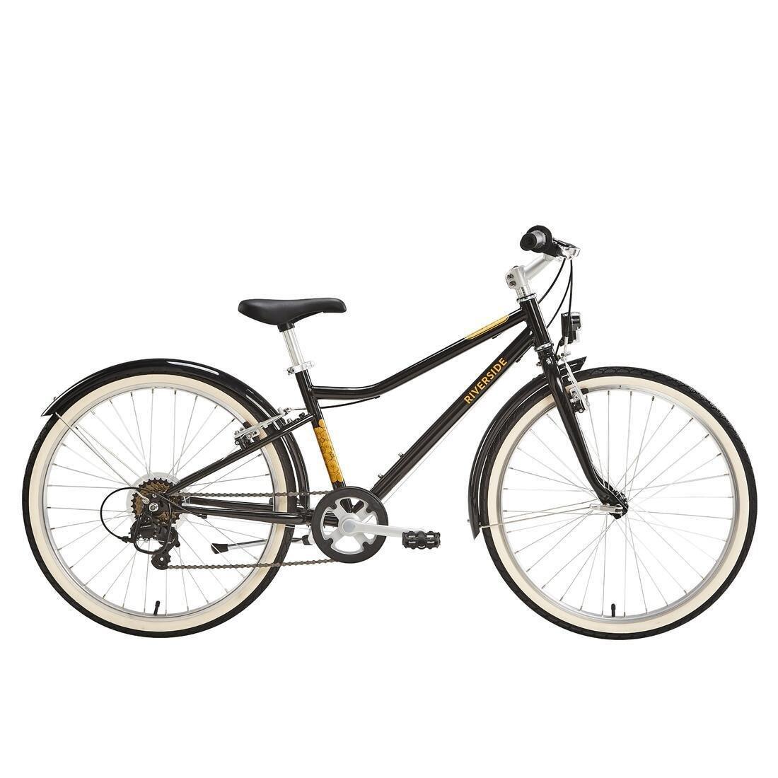 Kids Unisex 24 Inch Hybrid Bike - Riverside 500 9-12 Years, Black, No Color, large image number 1