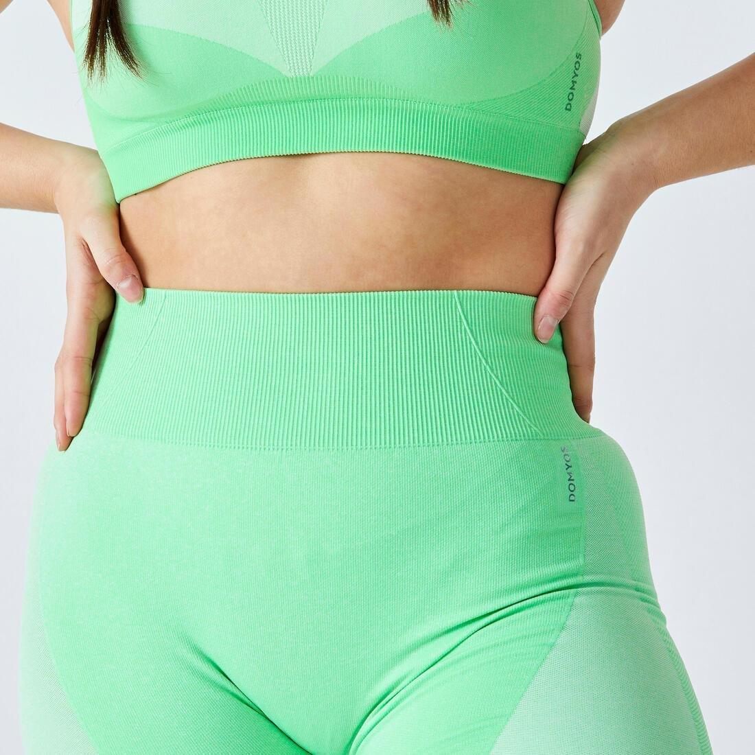 Women High-Waisted Seamless Fitness Cycling Shorts, Green, No Color, medium