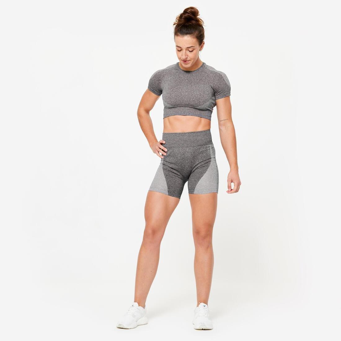 Women High-Waisted Seamless Fitness Cycling Shorts, Green, No Color, large image number 13