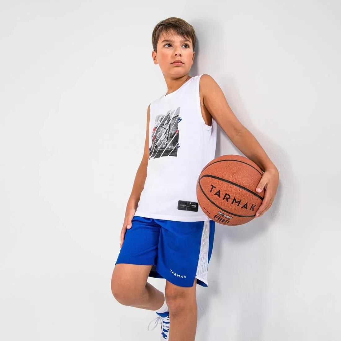 Kids Boys Sleeveless Basketball Jersey - Ts500Ns, White, , large image number 10