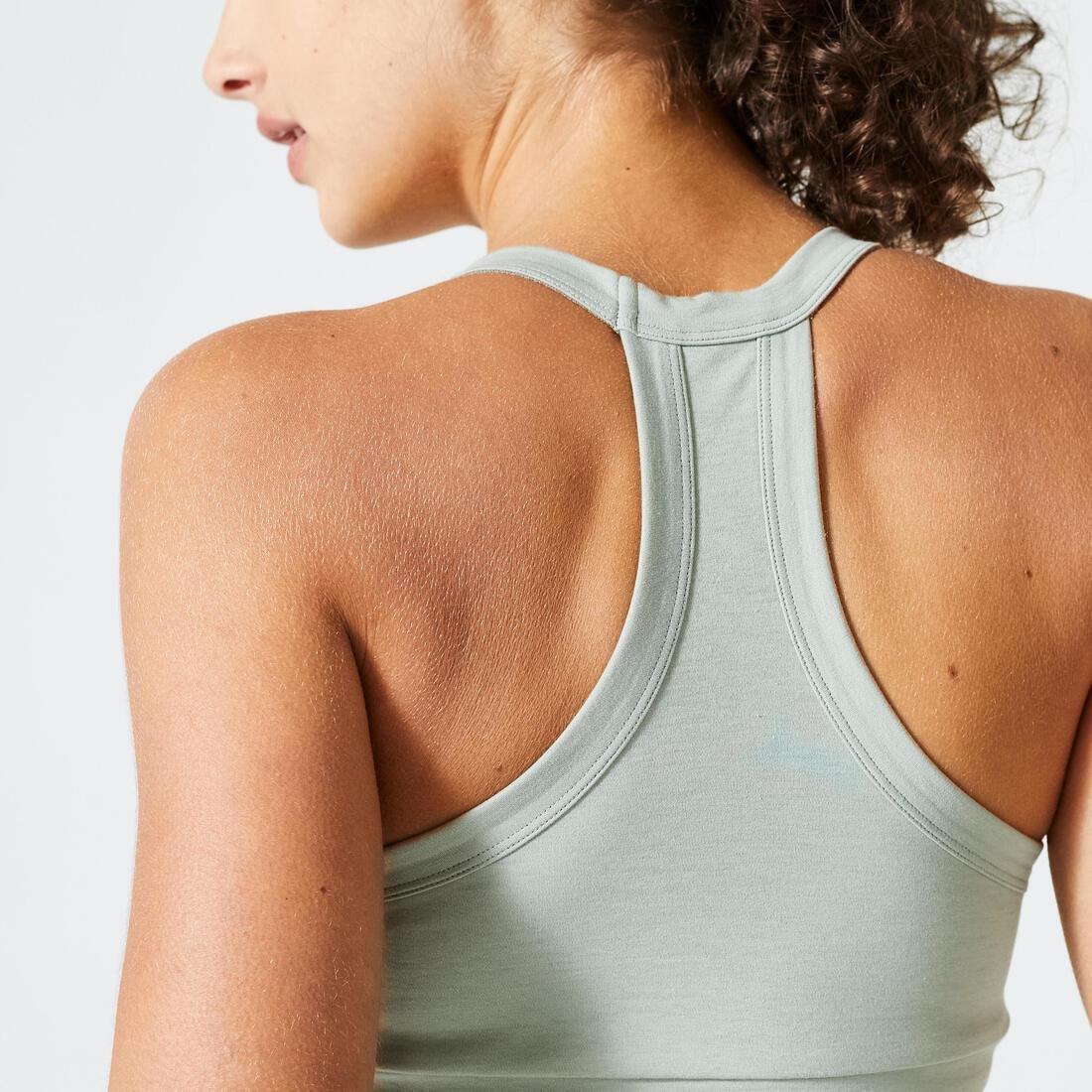 Women Light Support Cotton Crop Top, Sage Green, , large image number 3