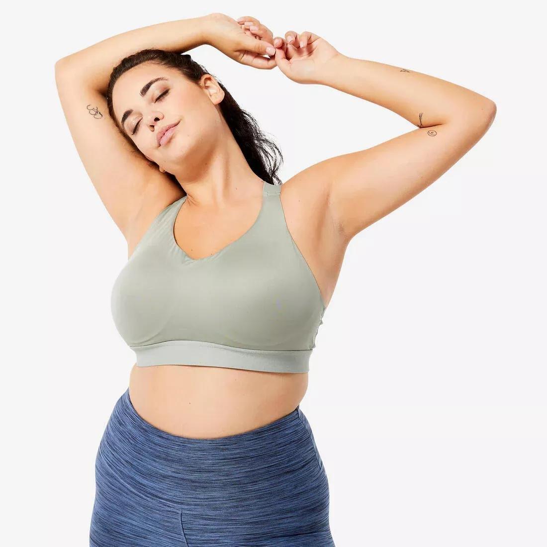 SAGE GREEN Women's High Support Adjustable Sports Bra with Cups, , large image number 0